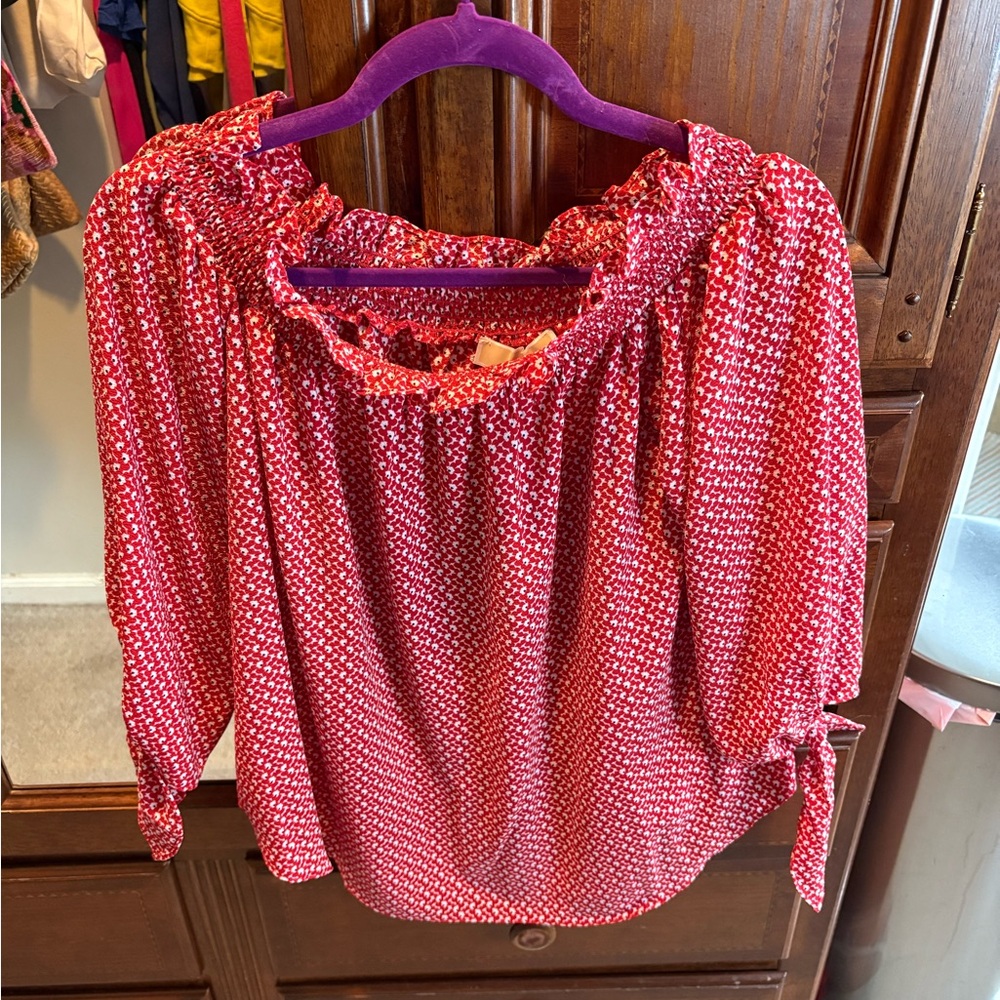 Michael Kors Red Patterned Blouse